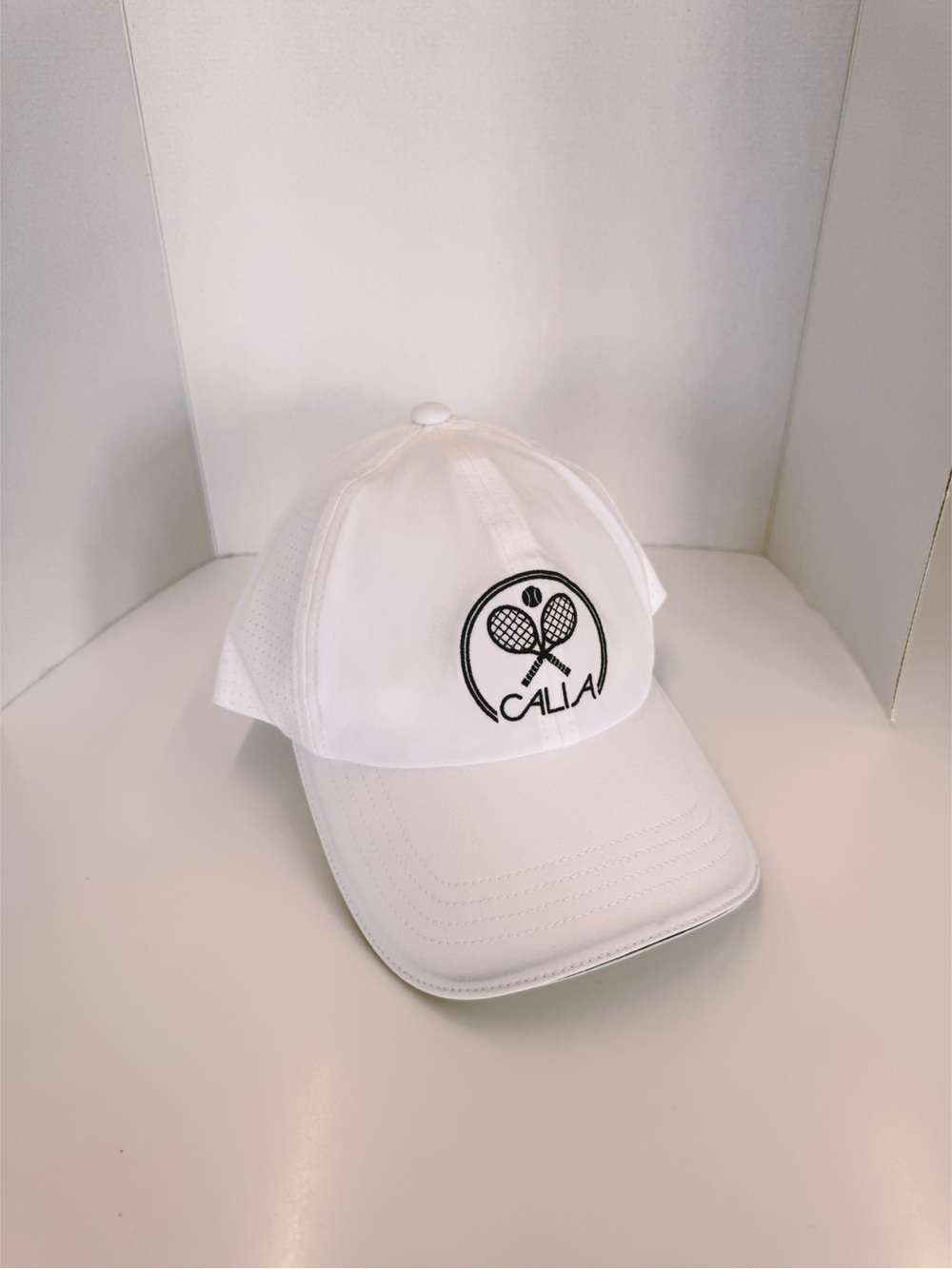 NWT CALIA Pure White Ponytail Tennis Logo Performance Adjustable Hat - Picture 2 of 7